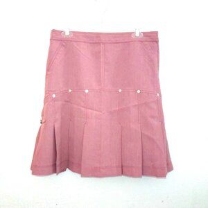 Cinole, Pink Mini skirt, with two zipper pockets, metal studs, pleats details